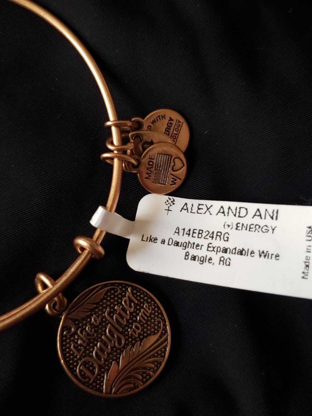 ☮️ New Alex and Ani Like A Daughter Bangle Love Energy 7
